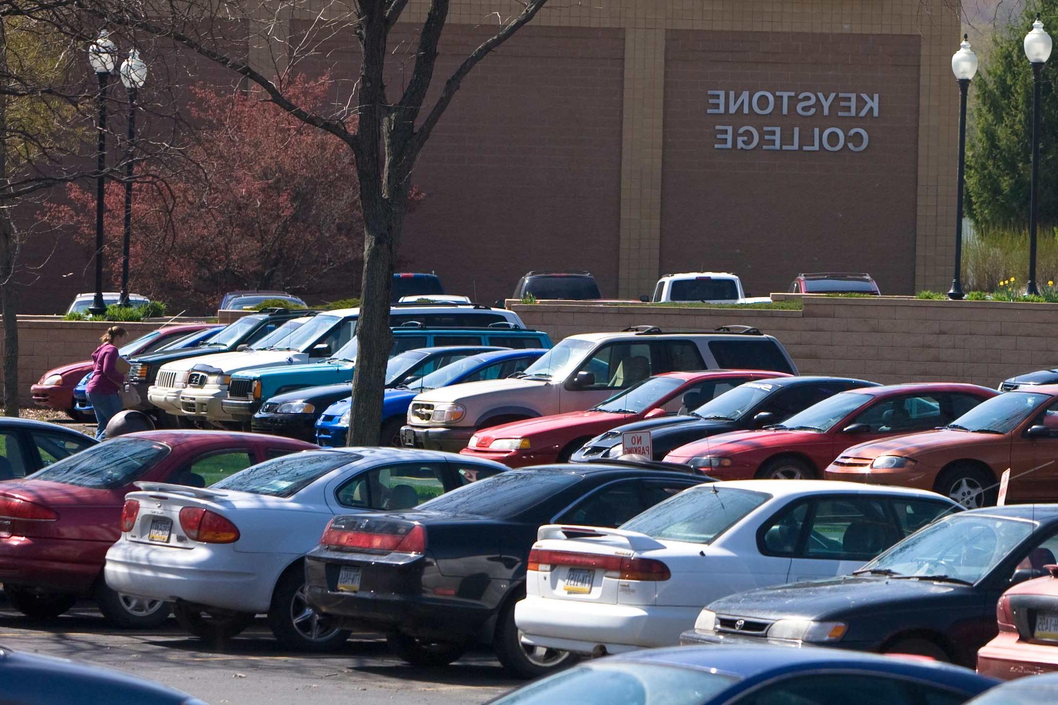 Cars parked on campus